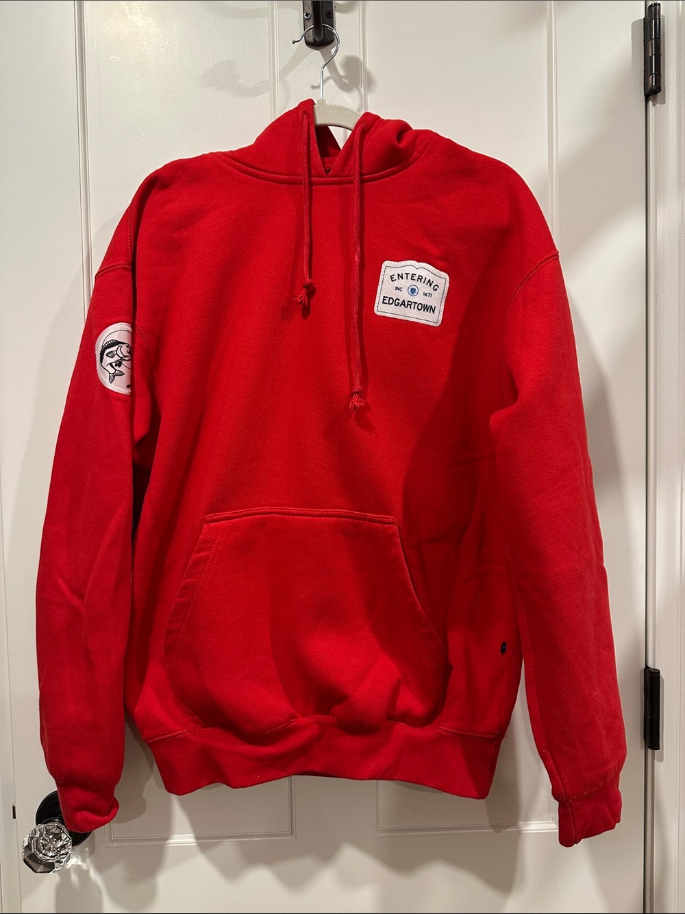 BROdenim Edgartown Red Pullover Hoodie with Patch Detail - Men